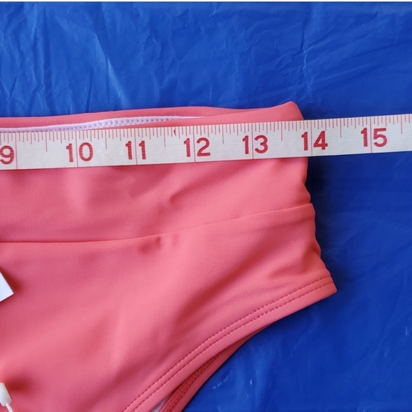 NWT Cupshe high waist bikini bottom 💗 Coral Pink, sz Medium💗 original package - Picture 3 of 8